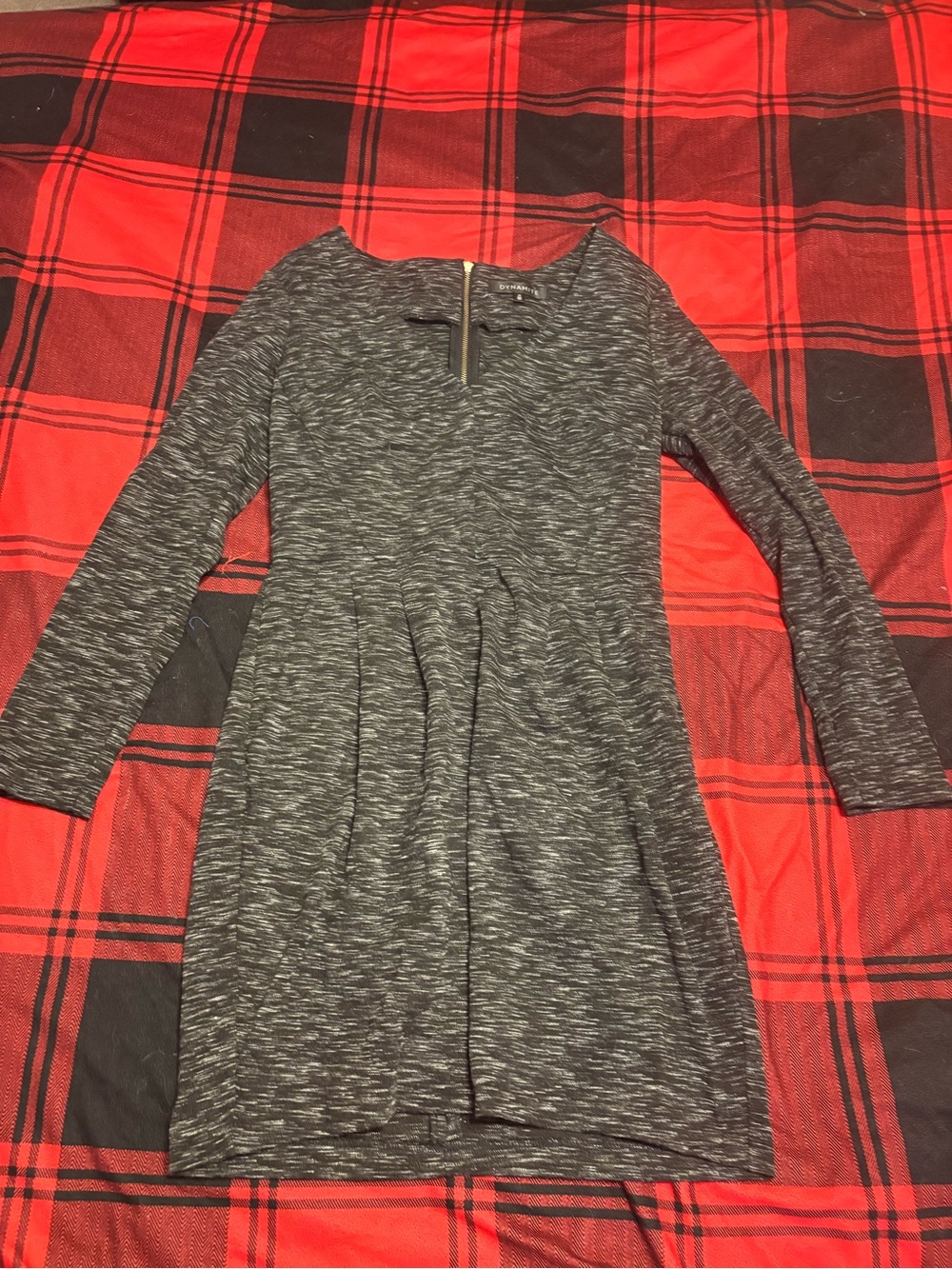 Eclipse Gray Marled Long Sleeve Fit-and-Flare Dress